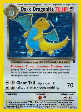 0005 Dark Dragonite Holo Rare Legendary Collection