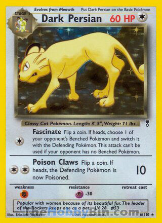 0006 Dark Persian Holo Rare Legendary Collection