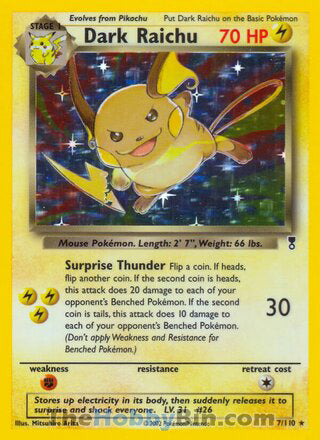 0007 Dark Raichu Holo Rare Legendary Collection