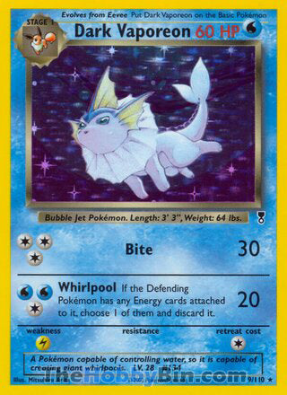 0009 Dark Vaporeon Holo Rare Legendary Collection