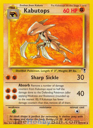 0027 Kabutops Rare Legendary Collection