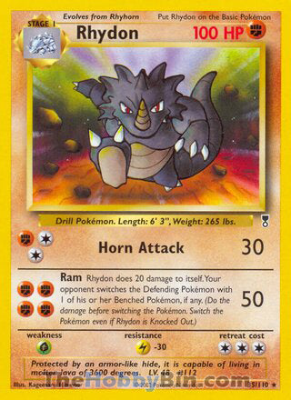 Rhydon #35/110 Rare - Legendary Collection Pokemon card