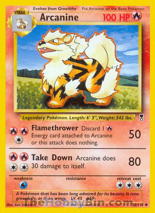 Arcanine #36/110 Uncommon - Legendary Collection Pokemon card