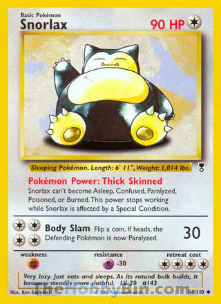 Snorlax #64/110 Uncommon - Legendary Collection Pokemon card