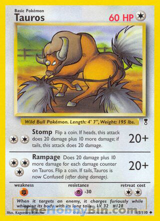 Tauros #65/110 Uncommon - Legendary Collection Pokemon card