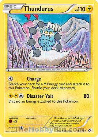 Thundurus #50/113 Holo Rare - Legendary Treasures Pokemon card