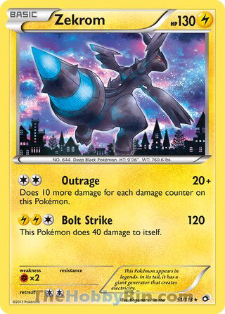 Zekrom #51/113 Holo Rare - Legendary Treasures Pokemon card