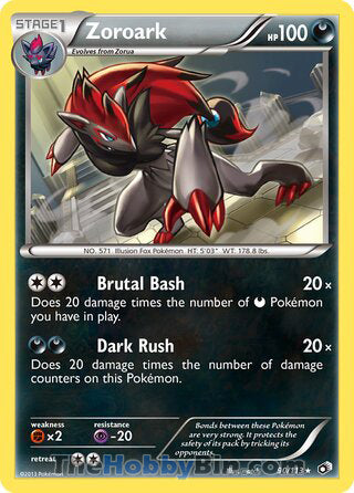 Zoroark #90/113 Holo Rare - Legendary Treasures Pokemon card