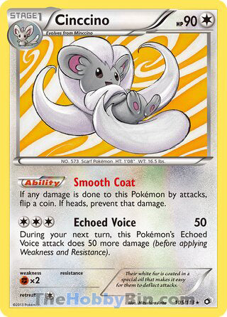 Cinccino #105/113 Holo Rare - Legendary Treasures Pokemon card