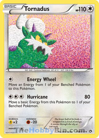 Tornadus #108/113 Holo Rare - Legendary Treasures Pokemon card