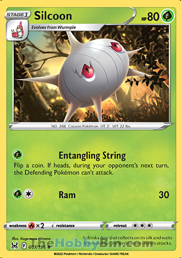 Silcoon #7/196 Uncommon - Lost Origin Pokemon card
