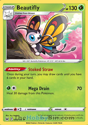 0008 Beautifly Holo Rare Lost Origin