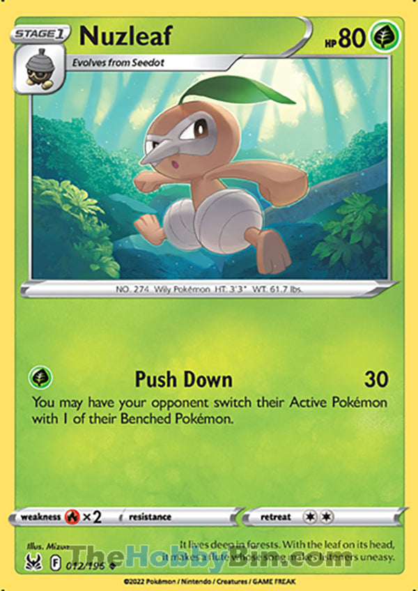 Nuzleaf #12/196 Uncommon - Lost Origin Pokemon card