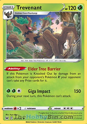0017 Trevenant Holo Rare Lost Origin