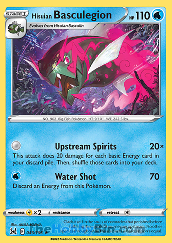 Hisuian Basculegion #45/196 Holo Rare - Lost Origin Pokemon card