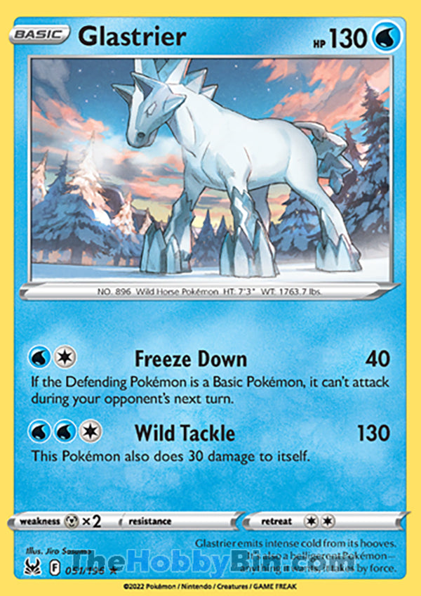 Glastrier #51/196 Holo Rare - Lost Origin Pokemon card
