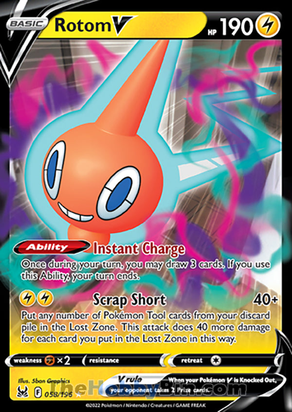 Rotom V #58/196 Ultra Rare - Lost Origin Pokemon card