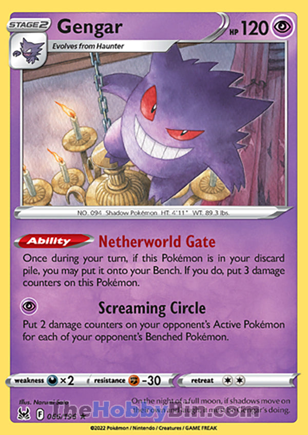 Gengar #66/196 Holo Rare - Lost Origin Pokemon card