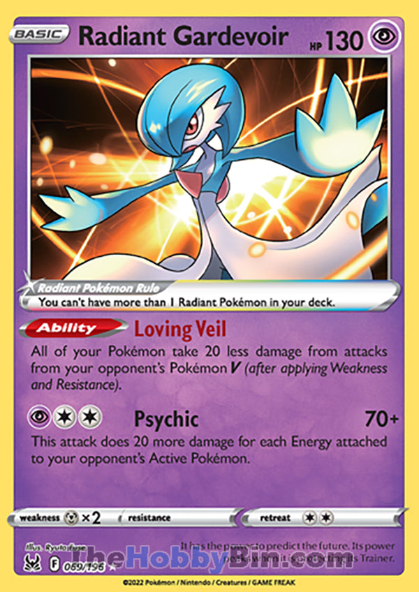 Radiant Gardevoir #69/196 Radiant Rare - Lost Origin Pokemon card