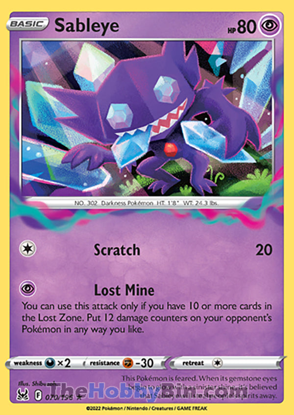 Sableye #70/196 Holo Rare - Lost Origin Pokemon card
