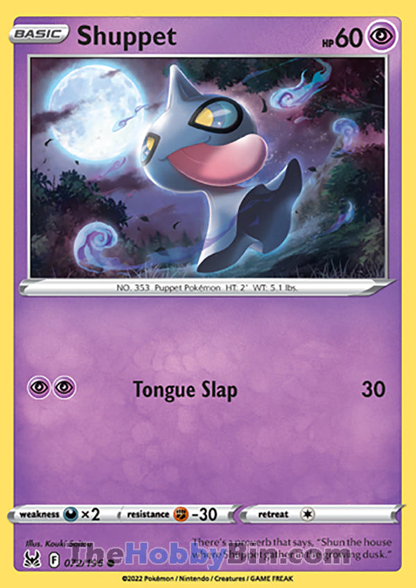 Shuppet #72/196 Common - Lost Origin Pokemon card