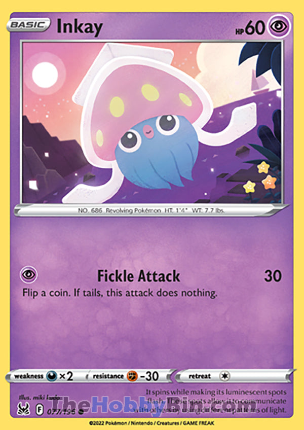 Inkay #77/196 Common - Lost Origin Pokemon card