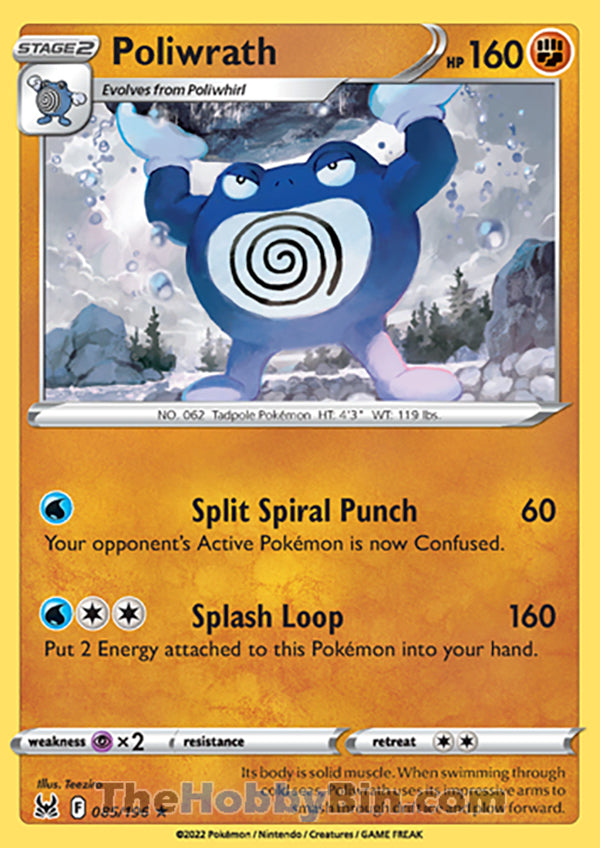 Poliwrath #85/196 Rare - Lost Origin Pokemon card