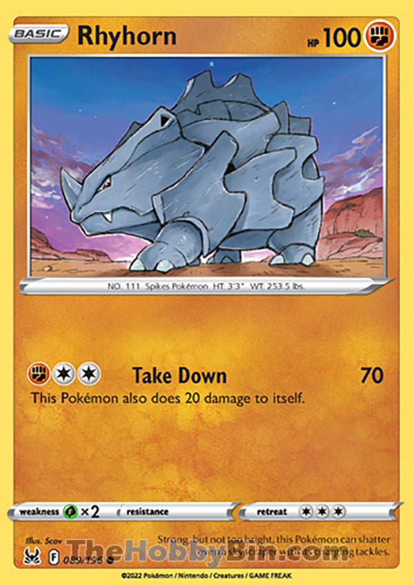 Rhyhorn #89/196 Common - Lost Origin Pokemon card