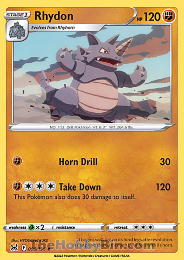 Rhydon #90/196 Uncommon - Lost Origin Pokemon card