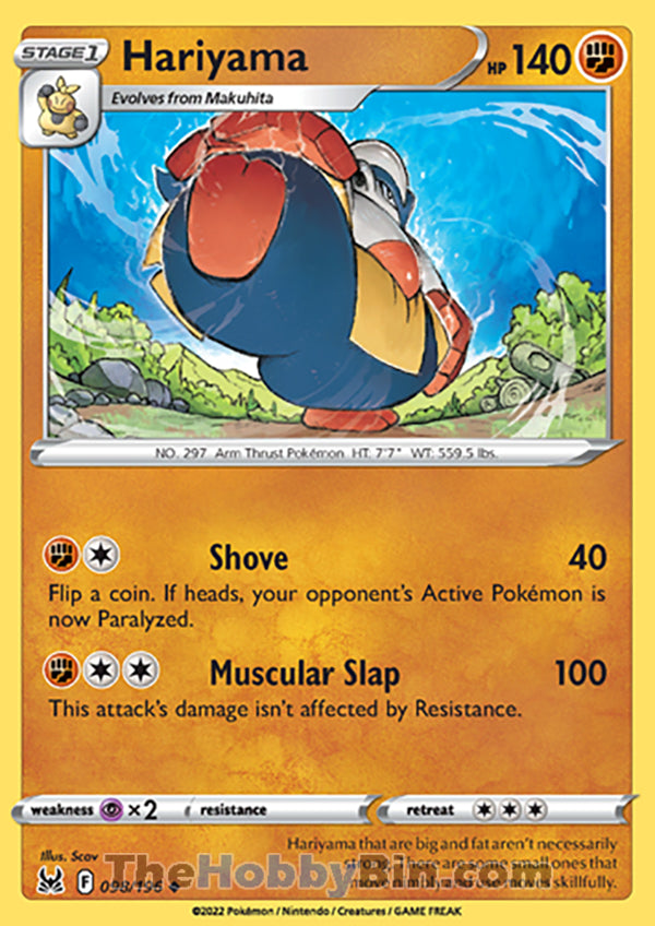 Hariyama #98/196 Uncommon - Lost Origin Pokemon card