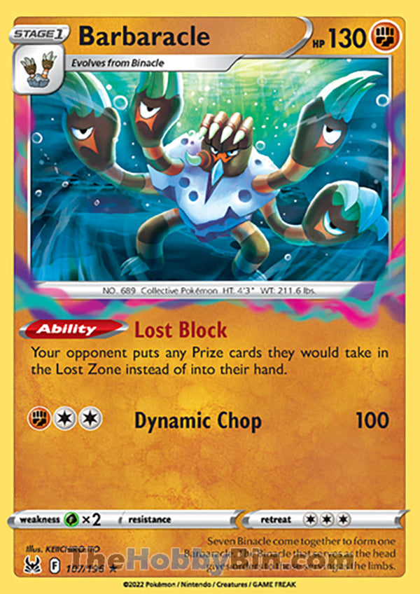 Barbaracle #107/196 Holo Rare - Lost Origin Pokemon card