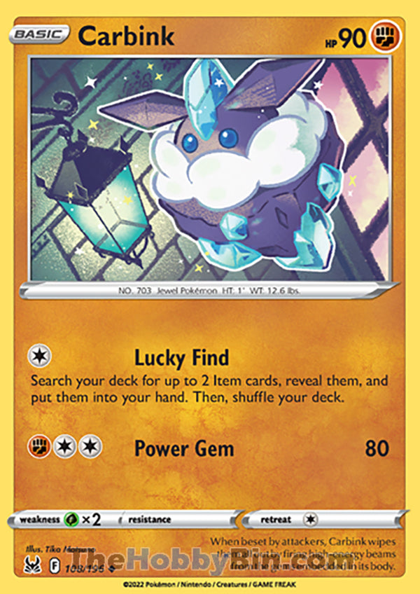 Carbink #108/196 Uncommon - Lost Origin Pokemon card