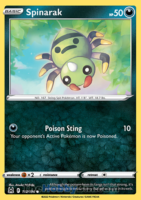 Spinarak #112/196 Common - Lost Origin Pokemon card