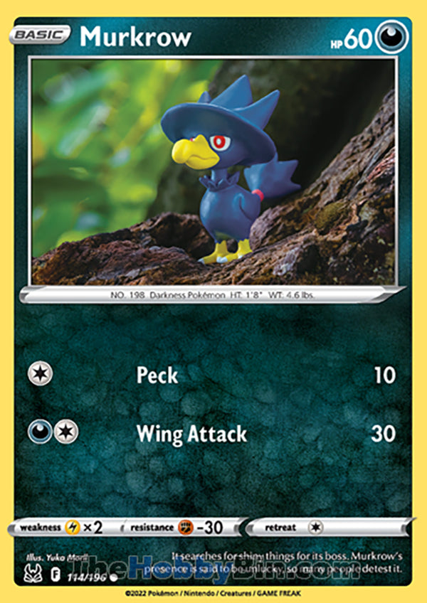 Murkrow #114/196 Common - Lost Origin Pokemon card