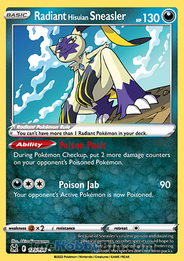 Radiant Hisuian Sneasler #123/196 Radiant Rare - Lost Origin Pokemon card