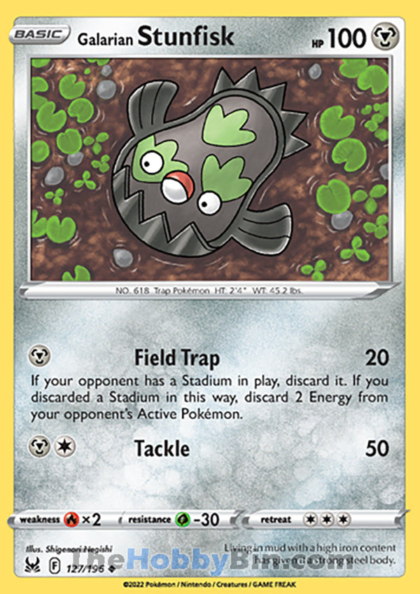 Galarian Stunfisk #127/196 Uncommon - Lost Origin Pokemon card