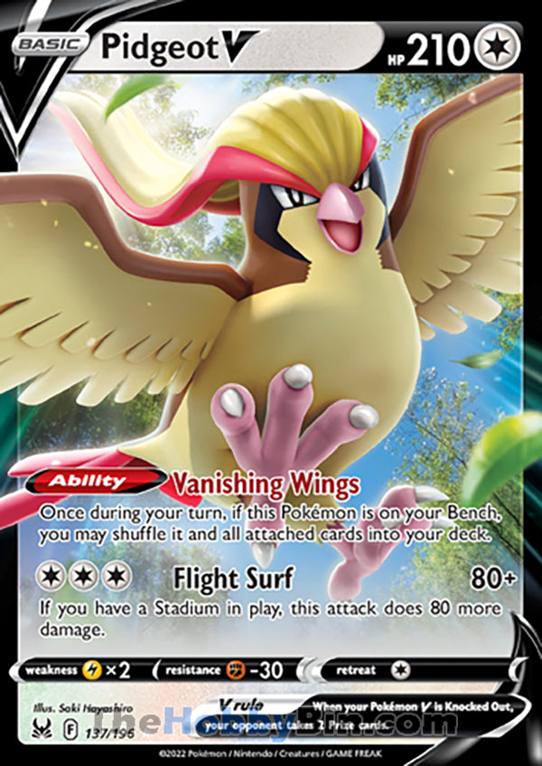 Pidgeot V #137/196 Ultra Rare - Lost Origin Pokemon card