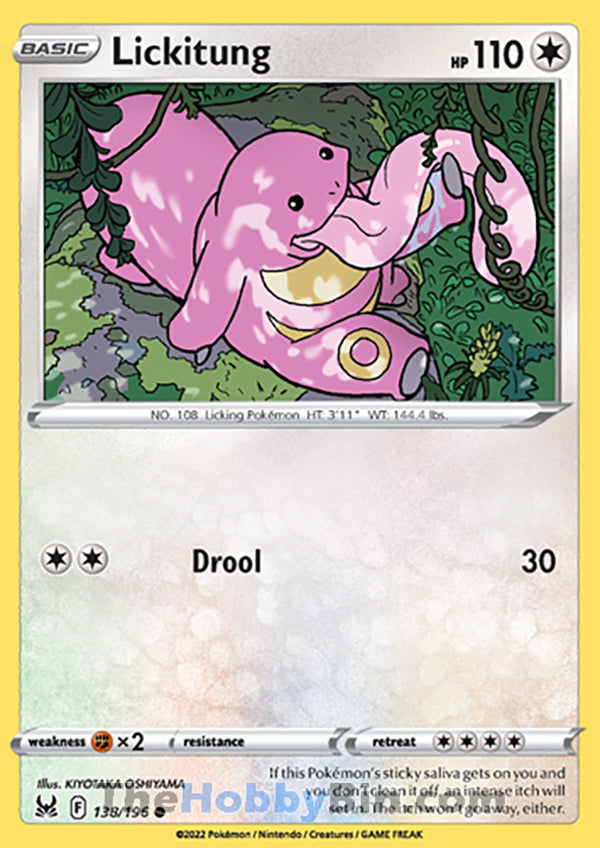 Lickitung #138/196 Common - Lost Origin Pokemon card
