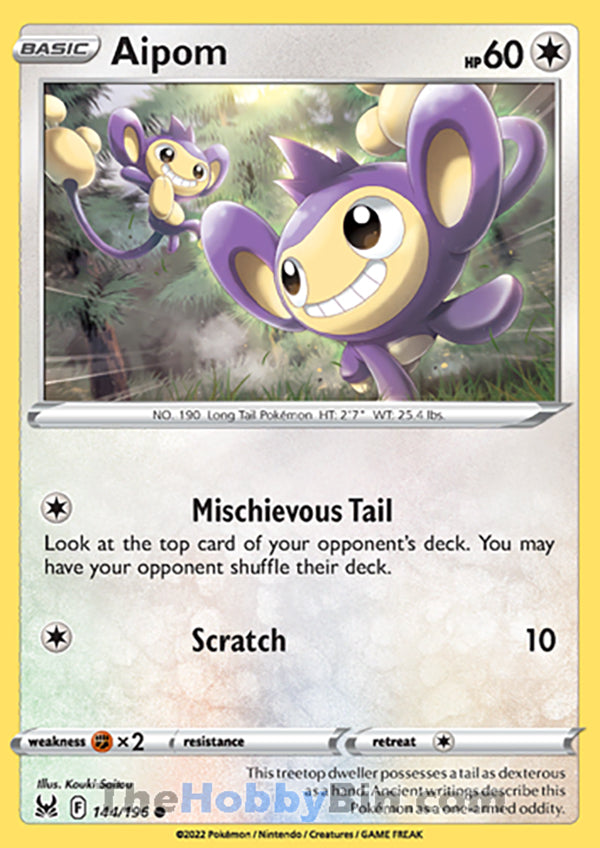 Aipom #144/196 Common - Lost Origin Pokemon card