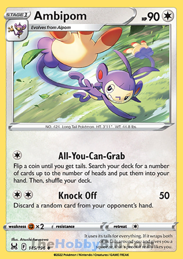 Ambipom #145/196 Uncommon - Lost Origin Pokemon card