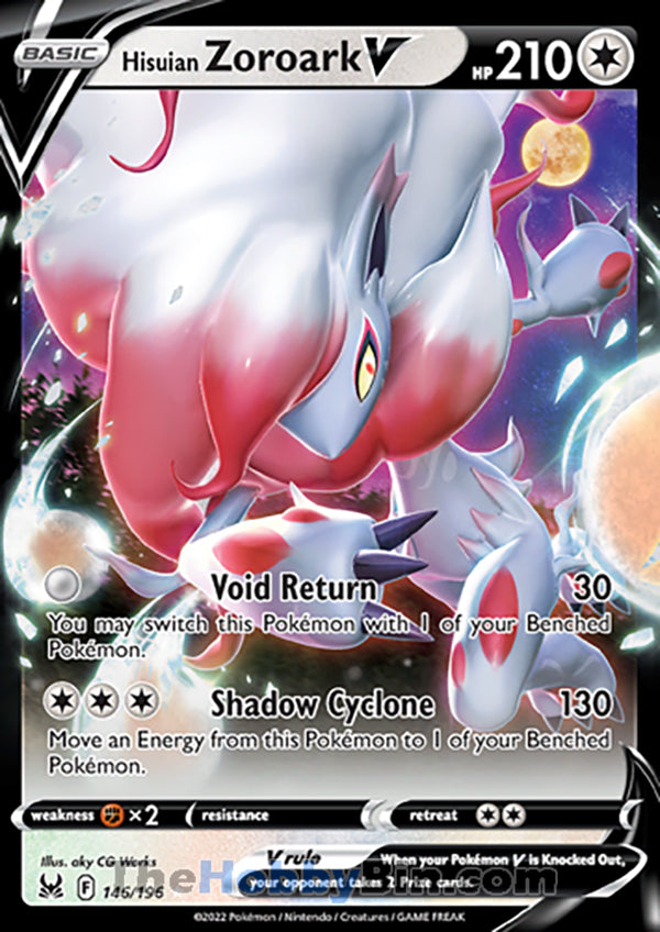 Hisuian Zoroark V #146/196 Ultra Rare - Lost Origin Pokemon card