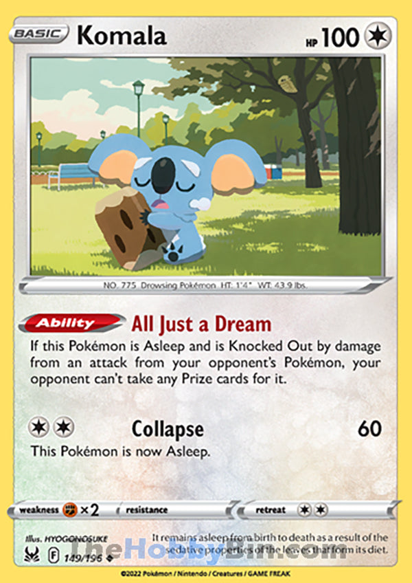 Komala #149/196 Uncommon - Lost Origin Pokemon card