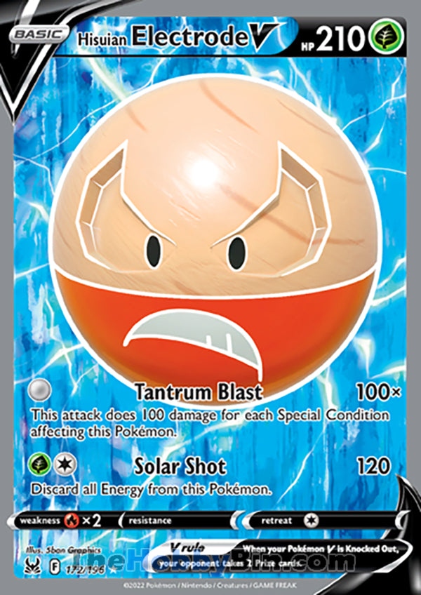 Hisuian Electrode V #172/196 Ultra Rare - Lost Origin Pokemon card