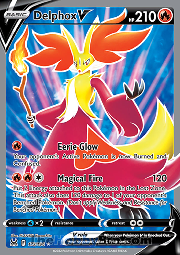 Delphox V #173/196 Ultra Rare - Lost Origin Pokemon card