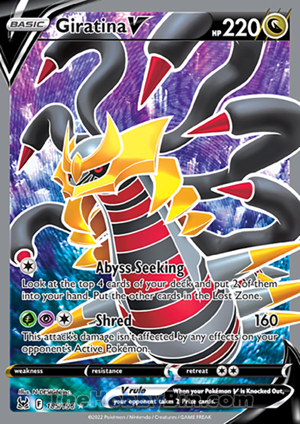 Giratina V #185/196 Ultra Rare - Lost Origin Pokemon card