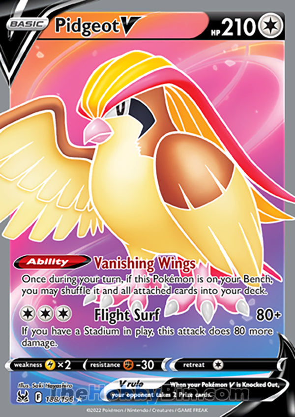 Pidgeot V #188/196 Ultra Rare - Lost Origin Pokemon card