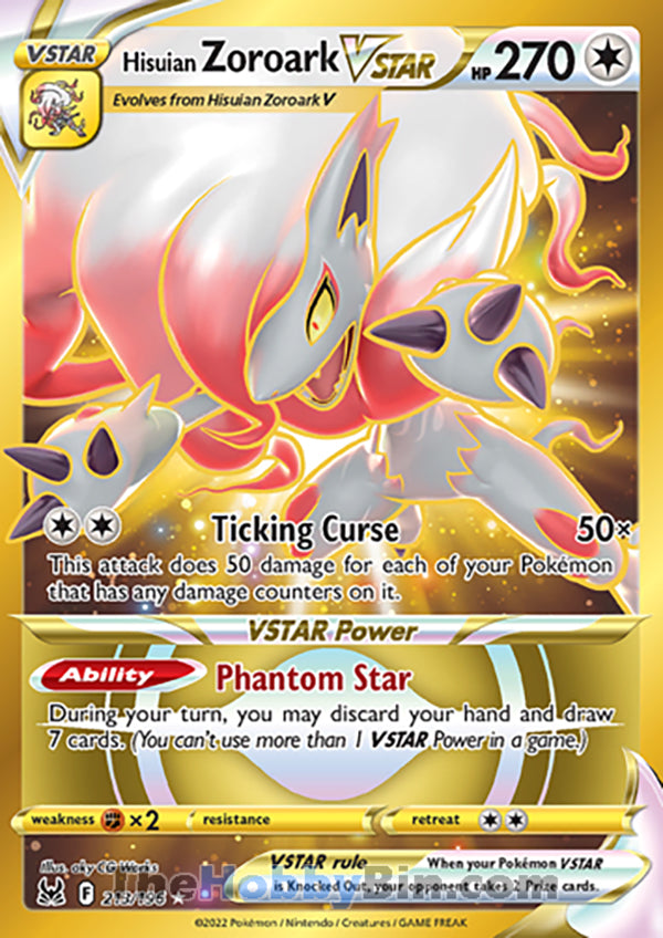 Hisuian Zoroark VSTAR #213/196 Secret Rare - Lost Origin Pokemon card
