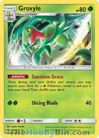Grovyle #21/214 Uncommon - Lost Thunder Pokemon card