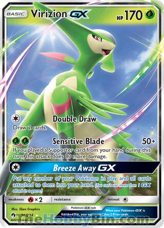 Virizion GX #34/214 Ultra Rare - Lost Thunder Pokemon card