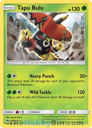 Tapu Bulu Lost Thunder Holo Rare #37/214